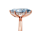 Rose gold Fancy Blue Marquise  Solitaire Diamond Ring with a Classic Band and Four-Prong Setting