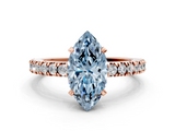 Rose gold Fancy Blue Marquise  Solitaire Diamond with Pavé Band and Four-Prong Setting_66