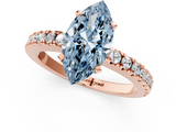 Rose gold Fancy Blue Marquise  Solitaire Diamond with Pavé Band and Four-Prong Setting_67