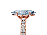 Rose gold Fancy Blue Marquise  Solitaire Diamond with Pavé Band and Four-Prong Setting_71