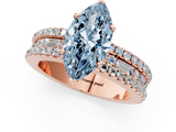 Rose gold Fancy Blue Marquise  Solitaire Diamond with Pave and Channel Set Band_75