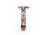 Rose gold Fancy Blue Marquise  Solitaire Diamond with Pave and Channel Set Band_76