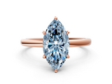 Rose gold Fancy Blue Marquise  Solitaire Engagement Ring with Cathedral Band and Four-Prong Setting_21