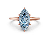 Rose gold Fancy Blue Marquise  Solitaire Engagement Ring with Four-Prong Setting and Classic Band 1