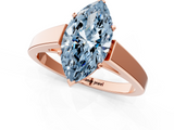 Rose gold Fancy Blue Marquise  Solitaire Engagement Ring with Four-Prong Setting and Tapered Band_4