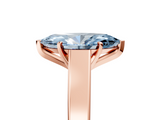 Rose gold Fancy Blue Marquise  Solitaire Engagement Ring with Four-Prong Setting and Tapered Band_8