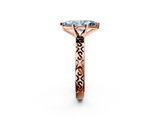 Rose gold Fancy Blue Marquise  Solitaire Engagement Ring with Scrollwork Band and Four-Prong Setting_149