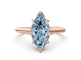 Rose gold Fancy Blue Marquise  Solitaire Engagement Ring with Six-Prong Setting and Classic Band 1