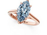 Rose gold Fancy Blue Marquise  Solitaire Engagement Ring with Six-Prong Setting and Classic Band 2