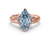 Rose gold Fancy Blue Marquise  Solitaire Filigree Engagement Ring with Halo and Prong Setting_46