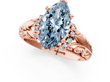 Rose gold Fancy Blue Marquise  Solitaire Filigree Engagement Ring with Halo and Prong Setting_47