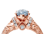 Rose gold Fancy Blue Marquise  Solitaire Filigree Engagement Ring with Halo and Prong Setting_50