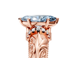 Rose gold Fancy Blue Marquise  Solitaire Filigree Engagement Ring with Halo and Prong Setting_51