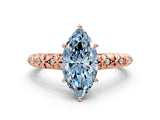 Rose gold Fancy Blue Marquise  Solitaire Floral Milgrain Engagement Ring_31