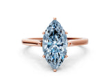 Rose gold Fancy Blue Marquise  Solitaire Heart Prong Engagement Ring with Tapered Band_55