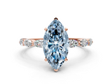 Rose gold Fancy Blue Marquise  Solitaire Marquise Side Stone Prong Setting Ring_61