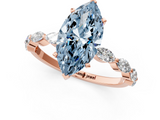 Rose gold Fancy Blue Marquise  Solitaire Marquise Side Stone Prong Setting Ring_62