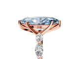 Rose gold Fancy Blue Marquise  Solitaire Marquise Side Stone Prong Setting Ring_66