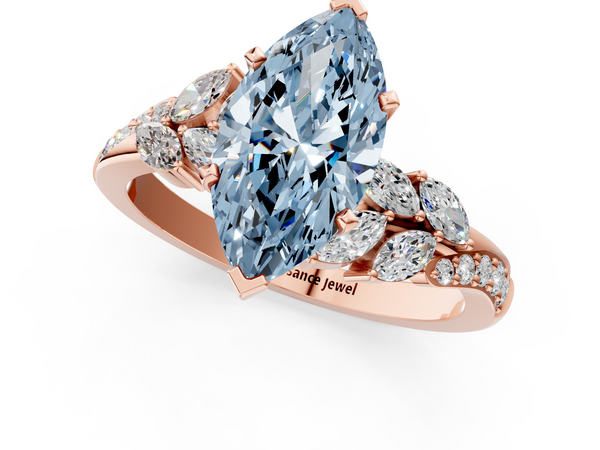 Rose gold Fancy Blue Marquise  Solitaire Marquise Twist Band with Six-Prong Setting