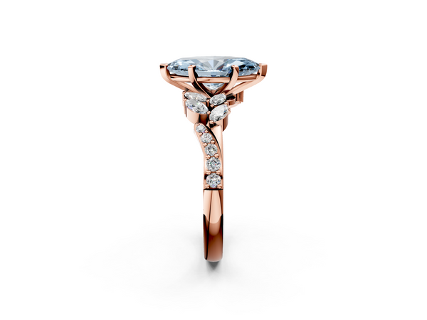 Rose gold Fancy Blue Marquise  Solitaire Marquise Twist Band with Six-Prong Setting