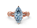 Rose gold Fancy Blue Marquise  Solitaire Milgrain Diamond Engagement Ring with Bezel and Marquise Band_142