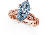 Rose gold Fancy Blue Marquise  Solitaire Milgrain Diamond Engagement Ring with Bezel and Marquise Band_143