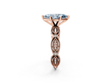 Rose gold Fancy Blue Marquise  Solitaire Milgrain Diamond Engagement Ring with Bezel and Marquise Band_144