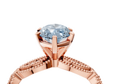 Rose gold Fancy Blue Marquise  Solitaire Milgrain Diamond Engagement Ring with Bezel and Marquise Band_146
