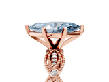 Rose gold Fancy Blue Marquise  Solitaire Milgrain Diamond Engagement Ring with Bezel and Marquise Band_147