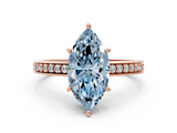 Rose gold Fancy Blue Marquise  Solitaire Pavé Band Prong Setting Ring_20