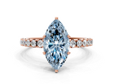 Rose gold Fancy Blue Marquise  Solitaire Pavé Band with Four-Prong Setting_139