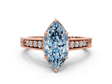 Rose gold Fancy Blue Marquise  Solitaire Pavé Diamond Milgrain Engagement Ring with Four-Prong Setting_3