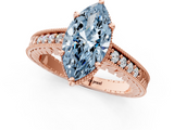 Rose gold Fancy Blue Marquise  Solitaire Pavé Diamond Milgrain Engagement Ring with Four-Prong Setting_4
