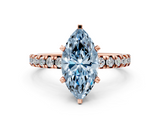 Rose gold Fancy Blue Marquise  Solitaire Pave Diamond Engagement Ring with Four-Prong Setting_346