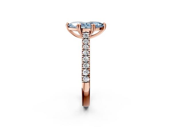 Rose gold Fancy Blue Marquise  Solitaire Pave Diamond Engagement Ring with Prong Setting