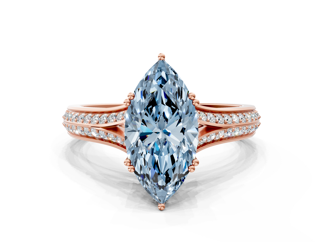 Rose gold Fancy Blue Marquise  Solitaire Pave Split Shank Engagement Ring with Six-Prong Setting_37