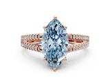 Rose gold Fancy Blue Marquise  Solitaire Split Shank Pavé Diamond Engagement Ring_388