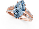 Rose gold Fancy Blue Marquise  Solitaire Split Shank Pavé Diamond Engagement Ring_389