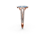 Rose gold Fancy Blue Marquise  Solitaire Split Shank Pavé Diamond Engagement Ring_390