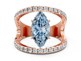 Rose gold Fancy Blue Marquise  Solitaire Split Shank Pave Diamond Ring_49