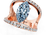 Rose gold Fancy Blue Marquise  Solitaire Split Shank Pave Diamond Ring_50