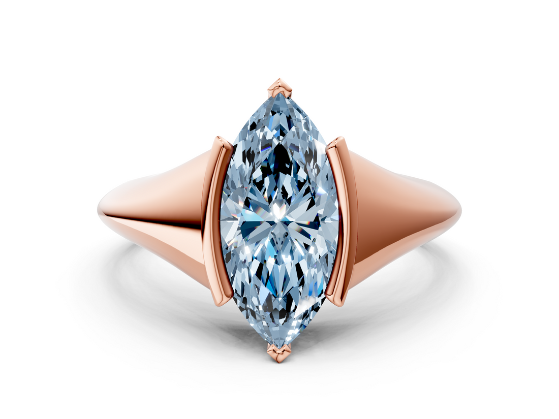 Rose gold Fancy Blue Marquise  Solitaire Tension Set Diamond Ring_20