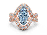 Rose gold Fancy Blue Marquise  Solitaire Twist Band Pavé Diamond Engagement Ring_67