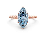 Rose gold Fancy Blue Marquise  Solitaire Twist Band Ring with Four-Prong Setting_68