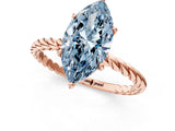 Rose gold Fancy Blue Marquise  Solitaire Twist Band Ring with Four-Prong Setting_69