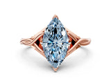 Rose gold Fancy Blue Marquise  Solitaire Twist Band Six-Prong Setting 1