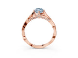 Rose gold Fancy Blue Marquise  Solitaire Twist Band Six-Prong Setting 4