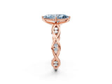 Rose gold Fancy Blue Marquise  Solitaire Twist Band with Leaf Prong Setting 3