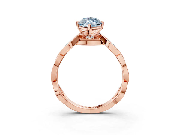 Rose Gold Marquise Accented Twist Engagement Ring Setting for Fancy Blue Center