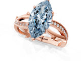 Rose gold Fancy Blue Marquise  Solitaire Twist Band with Pavé Accents and Four-Prong Setting_33
